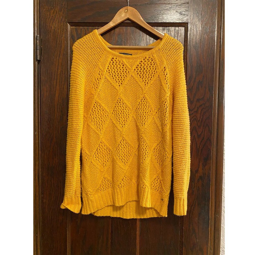 American Eagle Mustard Diamond Knit Sweater